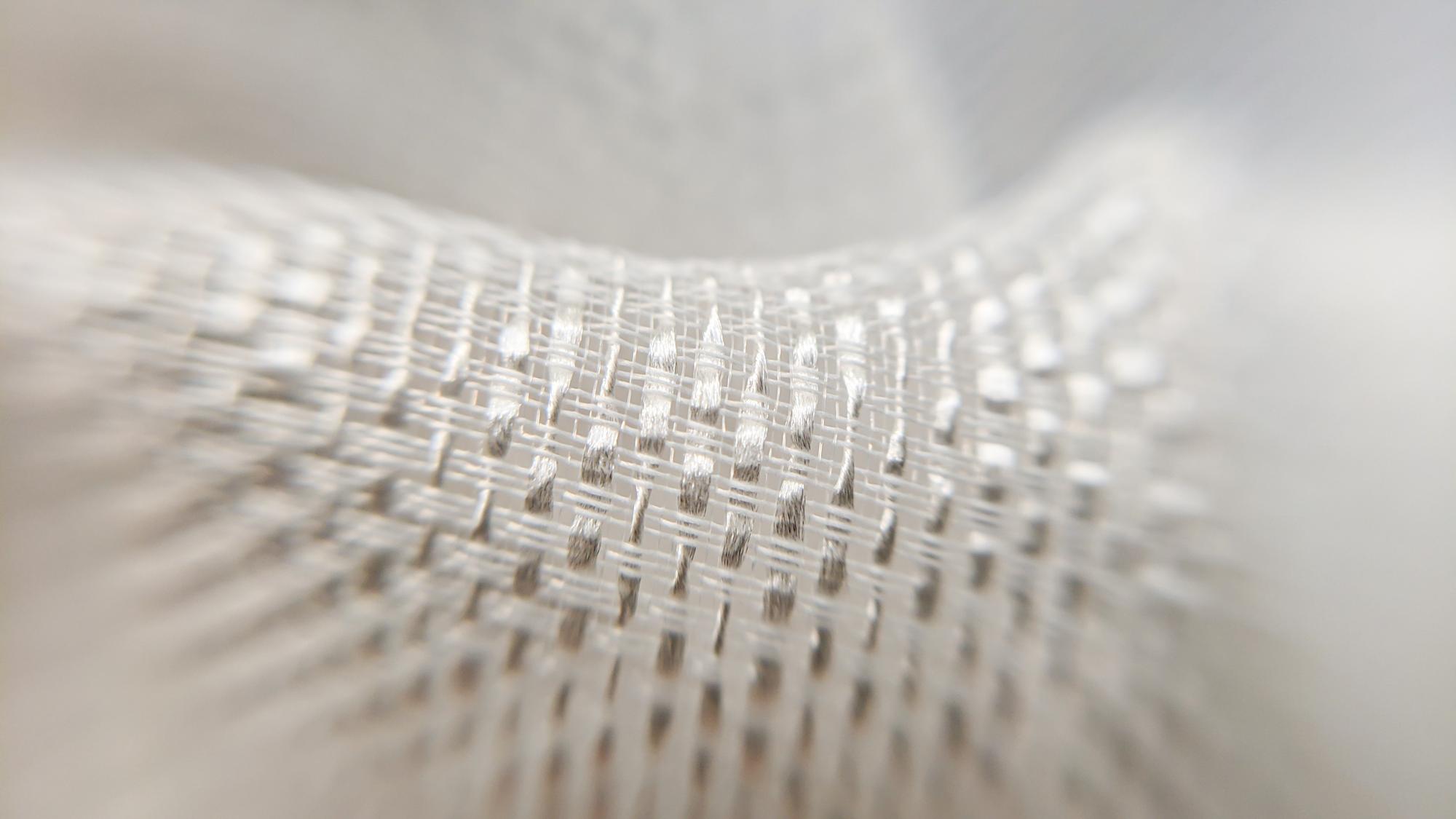 Monochrome stitched pattern on linen